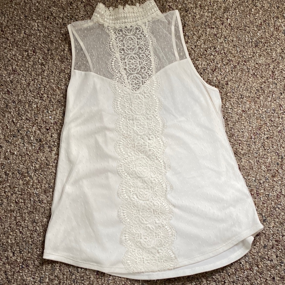 EUC white high collar shirt from Express